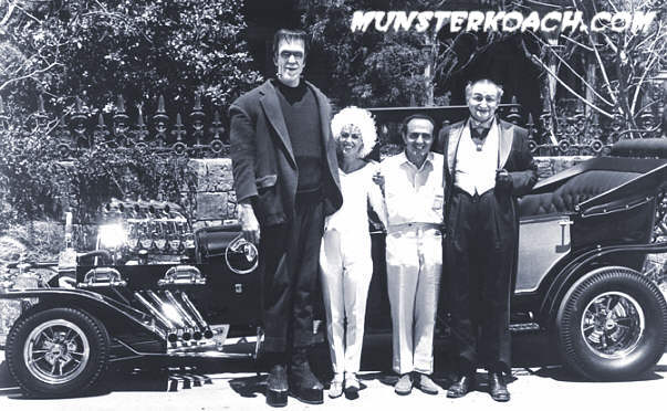 Fred Gwynne, Shirley Barris, George Barris and Al Lewis