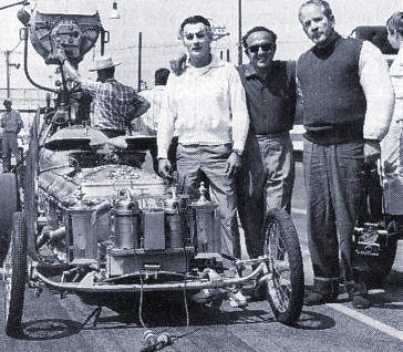 Stunt drivers with George Barris at Lyons Drag Strip